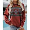 Women's Casual Hoodie Ethnic Western Style Print Sweatshirts Long Sleeved T-shirt O Neck Hoody Women Hoodies Female Autumn Tops