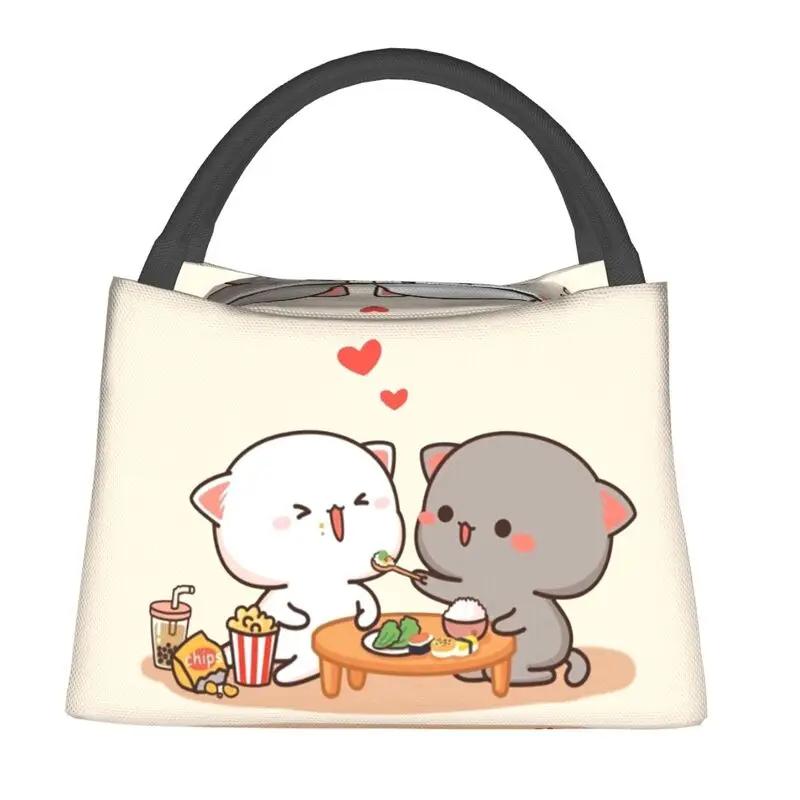 Индивидуальный романтический персиковый и гома моти кошка сумка для обеда женская сумка-холодильник термоизолированный ланч-бокс для офисных поездок