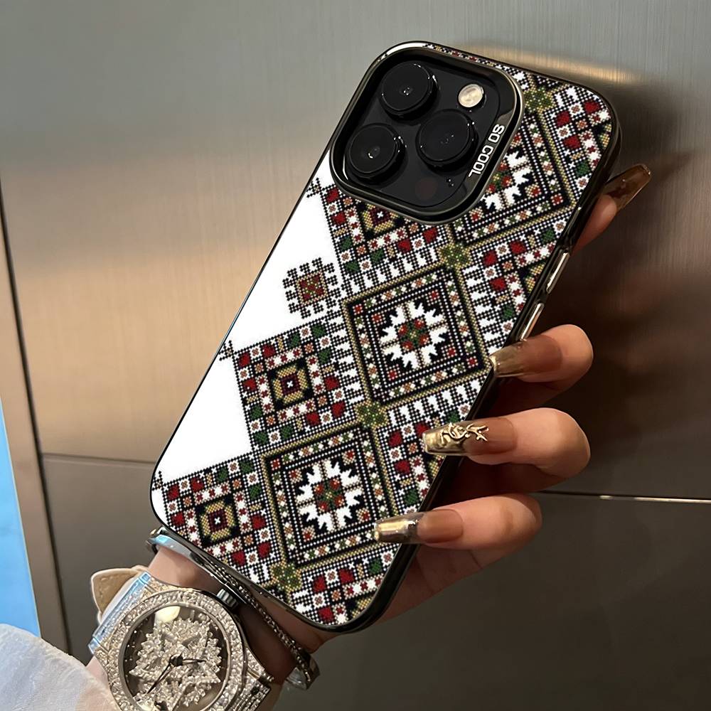 Украинская вышивка Чехол для телефона для iPhone 17,16,15,14,13,12,11 Plus Pro Max Цветной Серебряный Чехол для телефона