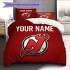 Custom Name,New Jersey Devils Pattern Bedding Home Decoration Birthday Gift ( 1 duvet cover + 2 pillowcase, without core),fan merchandise.