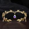 Rhinestone Forehead Chain Leaves Shape Bride Tiara Luxury Forehead Ornaments  Wedding