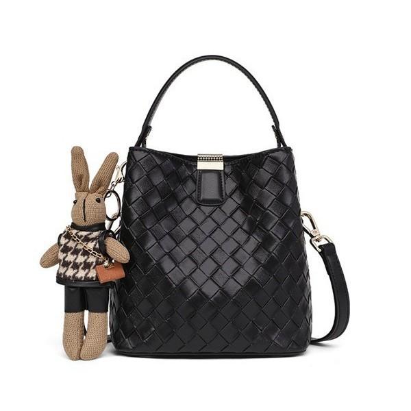 Trend Imitation Woven Bag Casual Versatile Portable Bucket Bag Retro Large Capacity Shoulder Messenger Bag