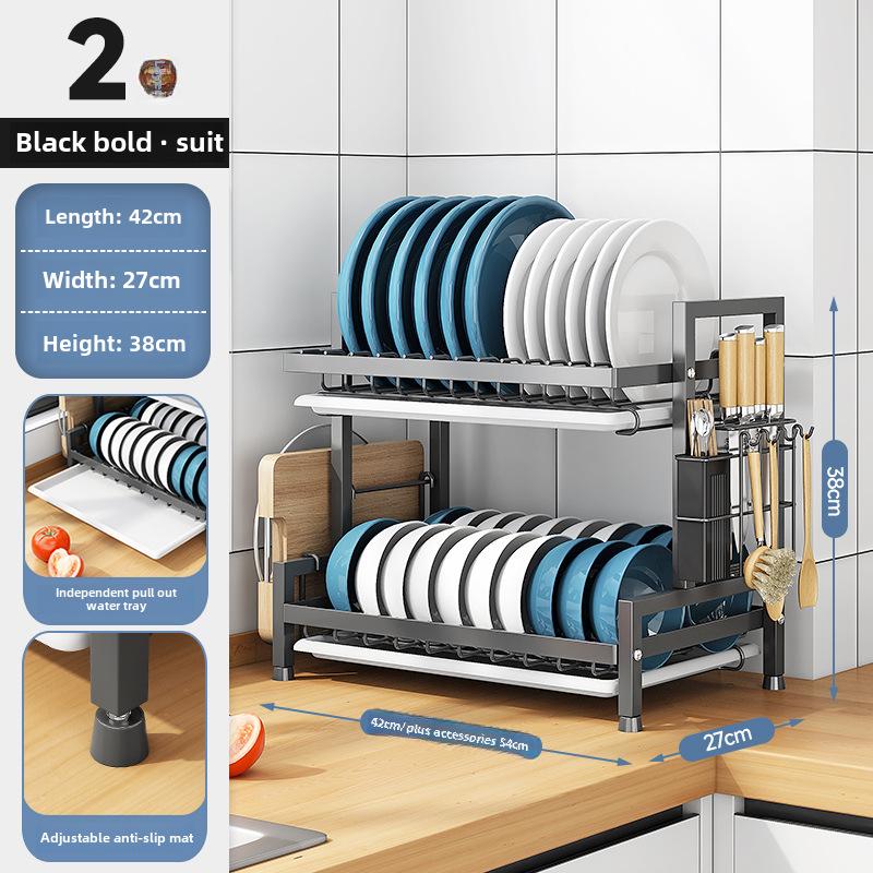 Multi-Layer Kitchen Dish and Bowl Rack with Drainage System