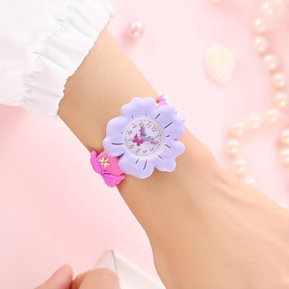 3D Design Kids Flower Watch Silicone Strap Children's Gift Watch Electronic Watch for Children