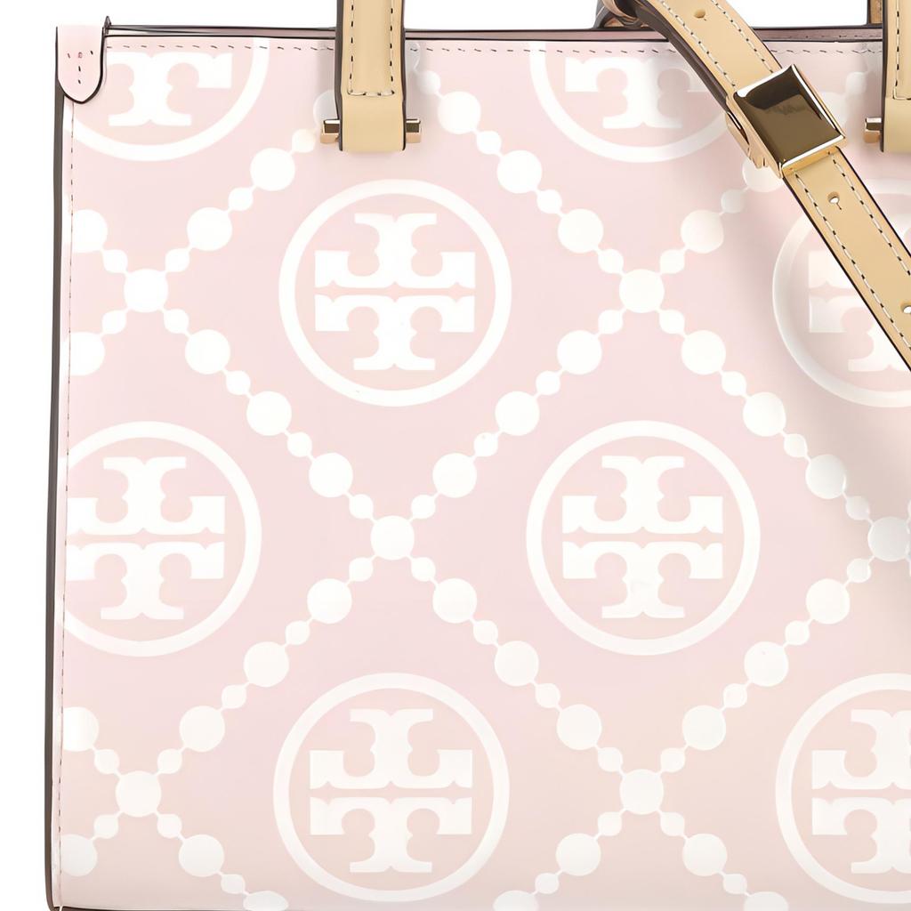Tory Burch Женская сумка-тоут из кожи с принтом логотипа T Monogram, Розовый, 165887-650