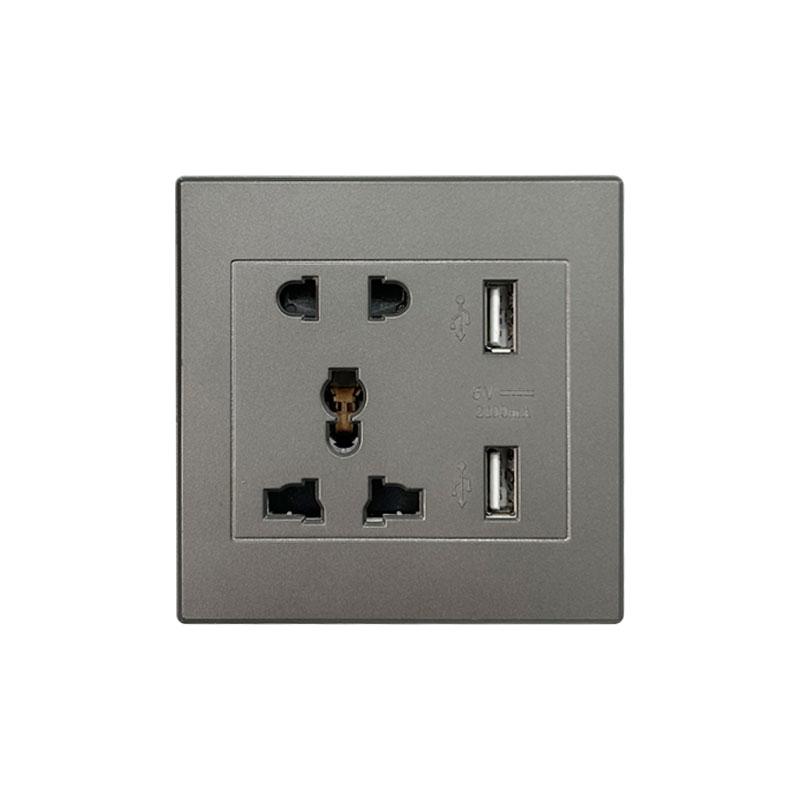 DepoGuye AC 110-250V UK Standard Socket Panel, 5V 2.1A Dual USB Mobile Phone Charger International Universal Power Outlet 86mm