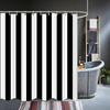 Modern Black White Stripe Geometry Shower Curtains Waterproof Bathroom Bath Curtains 3D With Hooks Personality Washable Cloth