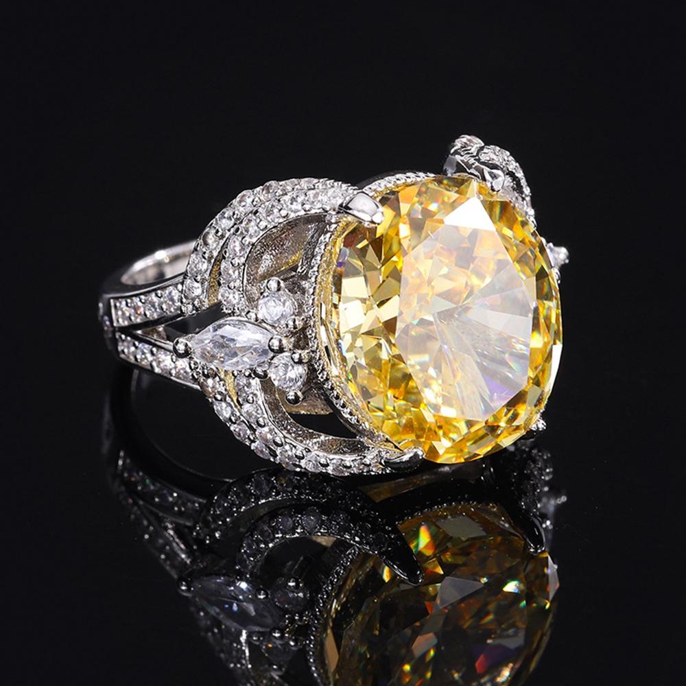 Модное 18-каратное позолоченное кольцо 12*14 мм Необычное яркое кольцо из курнда для женщин, подарок на помолвку, стерлинговое серебро 925 пробы, ювелирные изделия