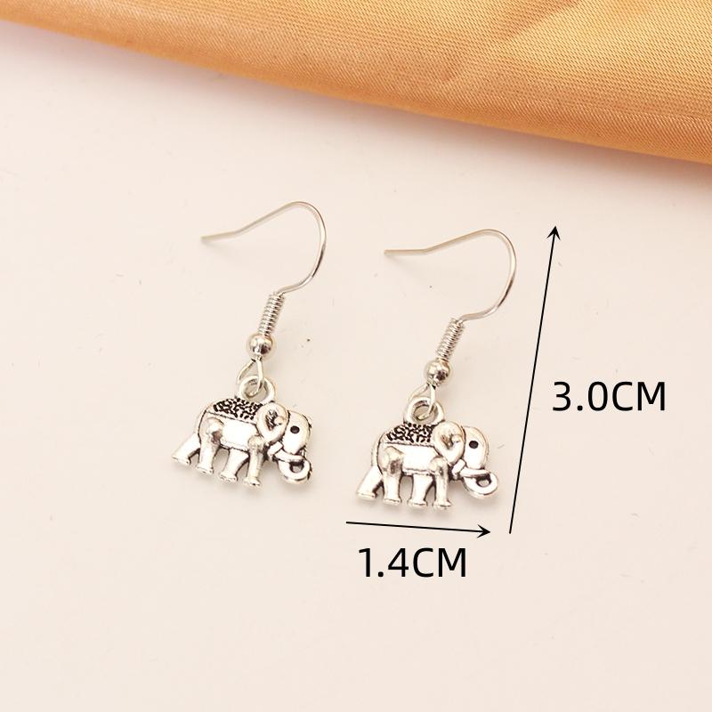 Bohemian Elephant Dangle Earring for Women Lovely Simple Retro Copper Color Ear Zircon Wholesale Christmas Gift