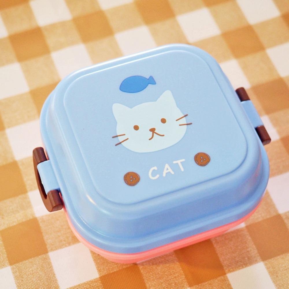 Double Layer Fruit Animal Children Plastic Food Storage Box Tableware Lunch Box Fresh Keeping Box