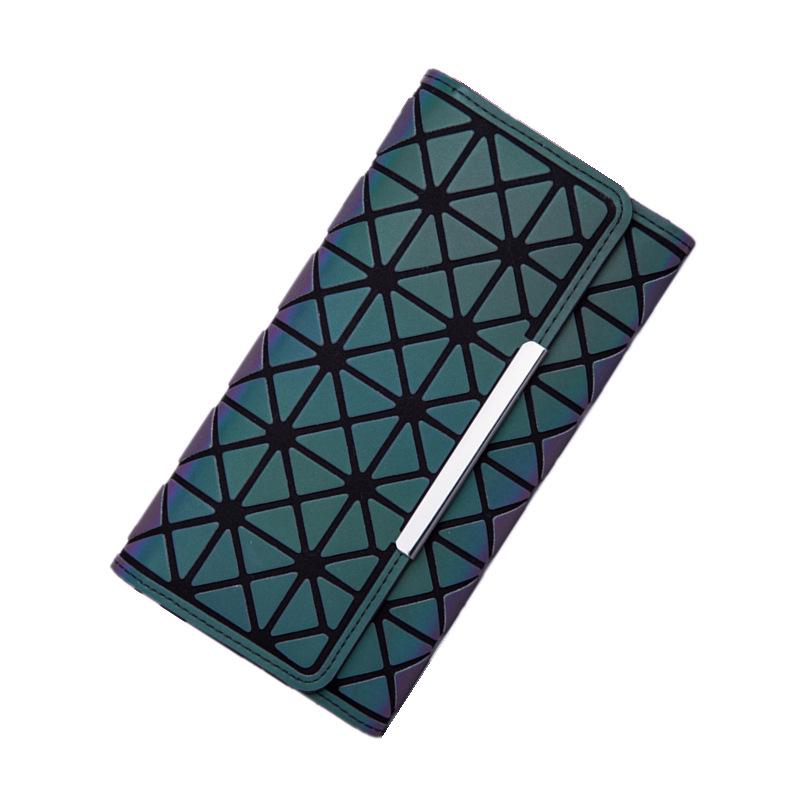 Brand Wallet Women's Clutch Luminous Long Wallet Geometry Lattice Female Card Holder Coin Purse CLE