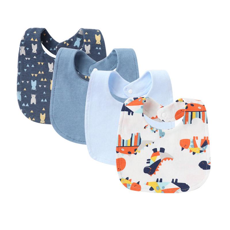 4Pcs-set Baby Bibs Burp Clothes Cartoon Newborn Saliva Towels for Girls Boys Cotton Kids Apron Infant Accessories Toddler Bibs