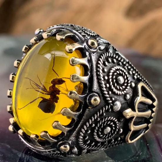 Резные мужские кольца в стиле рок в стиле ретро, ​​кольцо из натурального камня, ювелирные аксессуары