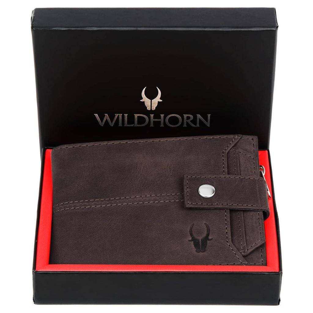 Leather Wallet for Men Ultra Strong Stitching Handcrafted Zip Wallet with 9 Card Slots 2 ID Slots (Dark Brown Hunter)