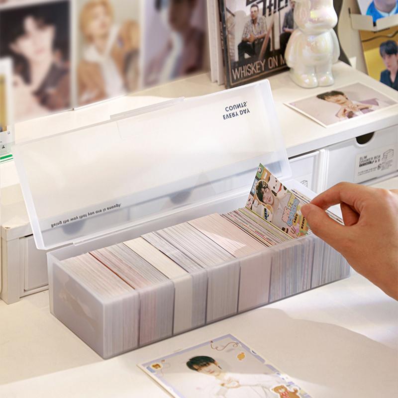 Коробки для хранения фотокарт Kpop, прозрачное ведро для упаковки фотокарт, настольный органайзер для хранения коллекций фотокарточек Idol