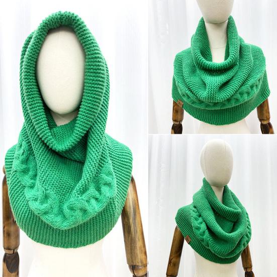 Yousheng Winter Wool Knitting Scarf Women Men Solid Color Dual Use Shawl Scarf Twist Texture Versatile Warm Hat Scarf