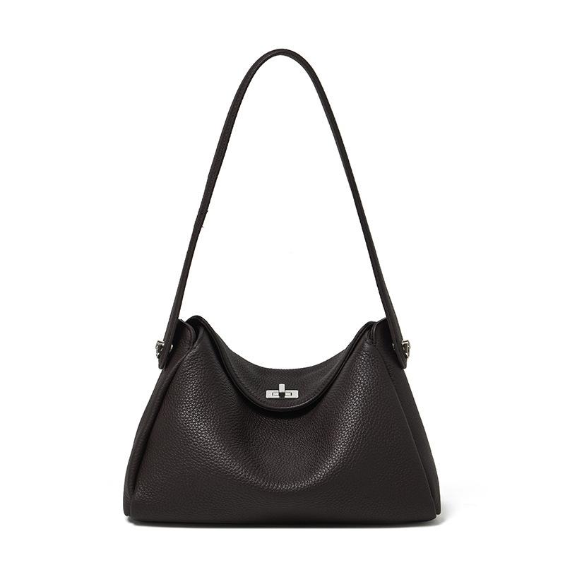 Top-layer cowhide niche design underarm bag 2026 new model simple shoulder bag for commuting large-capacity crossbody handbag