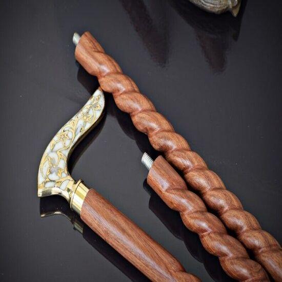 Антикварный стиль Викторианский Винтажный Дизайнерская Латунная Ручка Трость Деревянная Трость