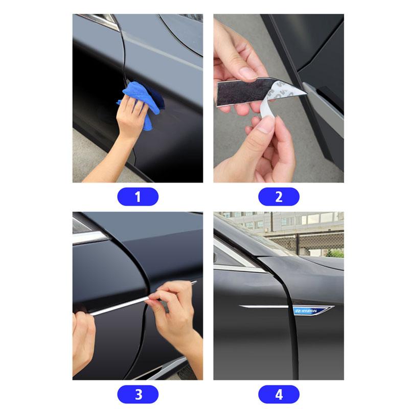 Auto Door Protective Sticker Car Emblem Fender Blade Decal Badge For Hyundai I30 I20 Creta Matrix Kona Elantra Getz Sonata jyr3