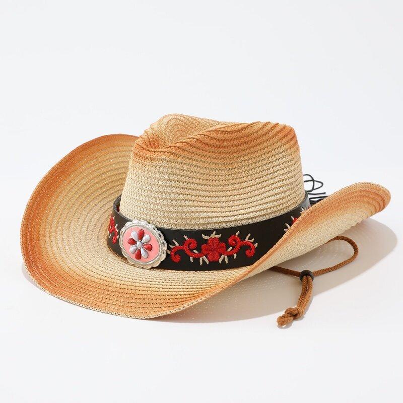 Men's and women's summer ethnic wind sunscreen, sunshade, cowboy hat, sun hat, big-brimmed top hat, jazz hat.
