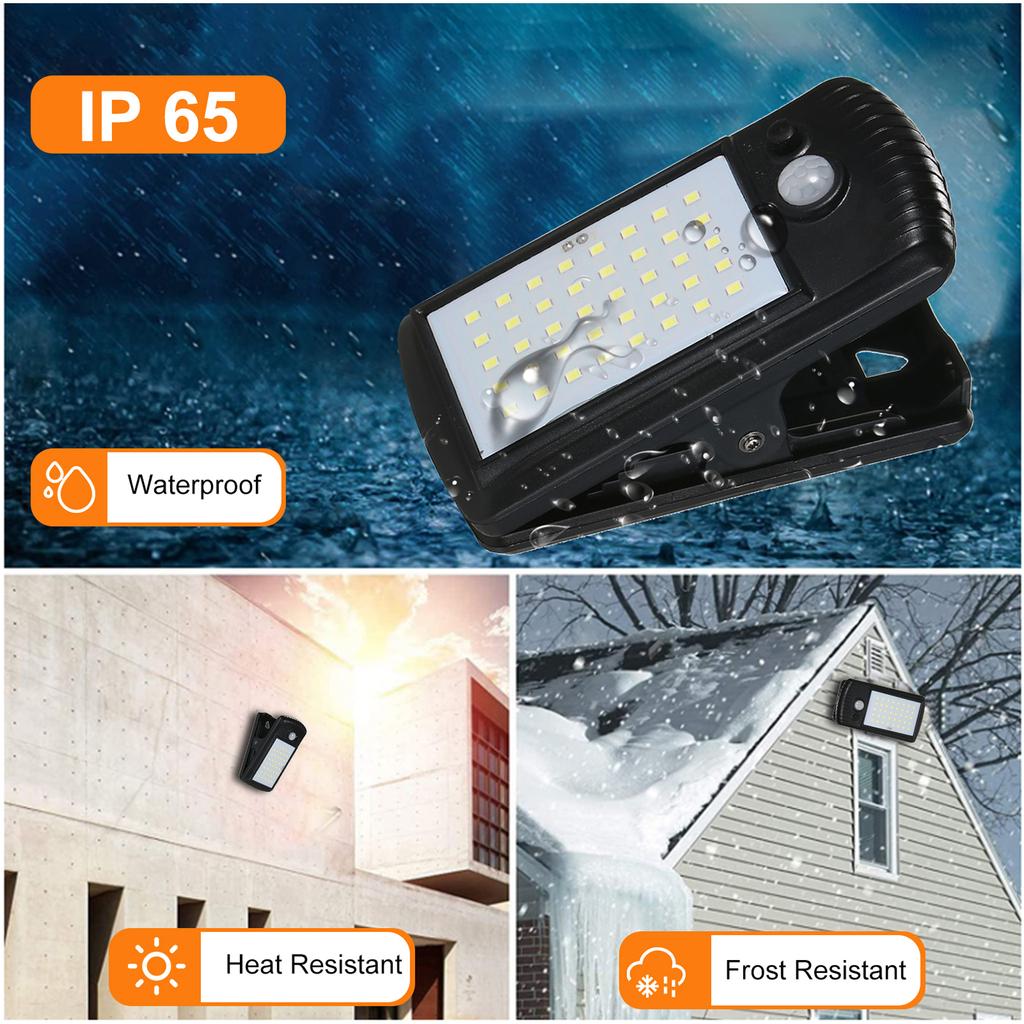 4pcs Clip On Solar Motion Sensor Lights IP65 Waterproof Solar Lamp with 2 Light Modes 40 LEDs