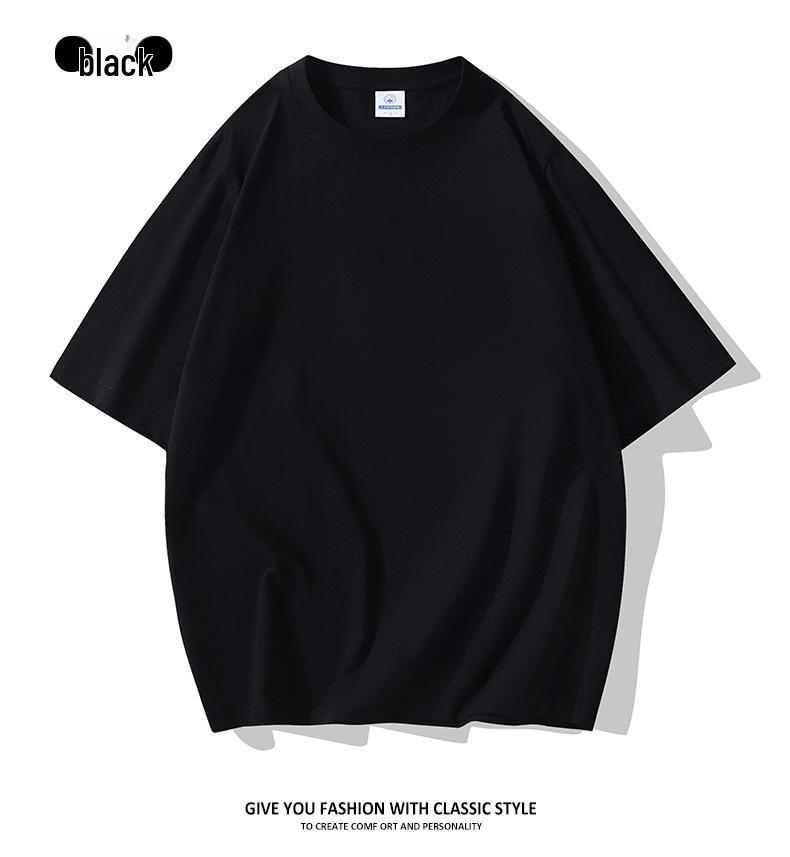 Мужская футболка свободного кроя из чистого хлопка с круглым вырезом и коротким рукавом, лето 2025 г.