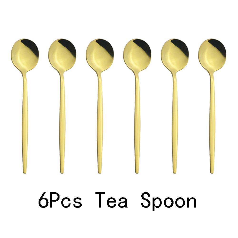 6pcs Mirror Stainless Steel Cutlery Set Multicolor Dinnerware Spoon Set Dinner Set Coffee Tea Spoon Tableware Home Kitchen Silverware