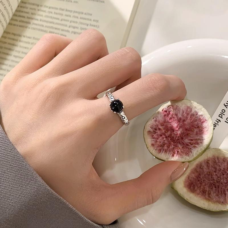 Кольца из серебра 925 пробы с круглым кристаллом, неправильной формы, регулируемые, для женщин, винтажные украшения, ювелирные изделия, Moneys 925