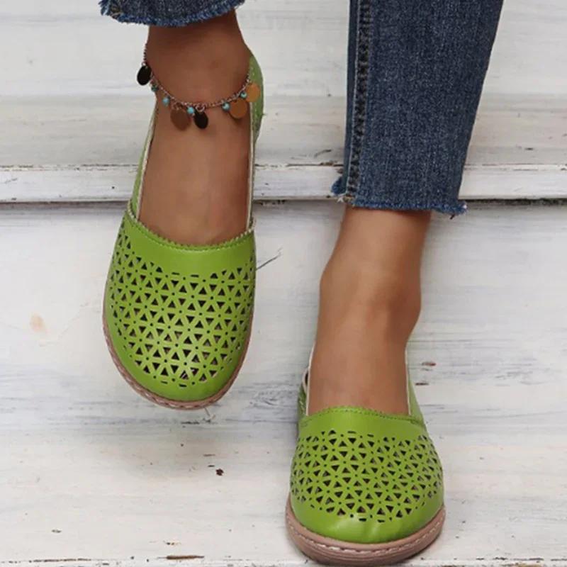 Rimocy Розовые кожаные лоферы с перфорацией Женские 2025 Осень Слипоны На танкетке Кроссовки Женские Большой размер 35-44 Повседневные туфли-балетки Женские