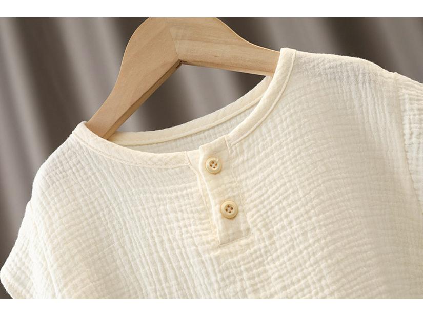 Летний детский хлопковый марлевый комплект из двух предметов с коротким рукавом: Легкий и дышащий для мальчиков и девочек