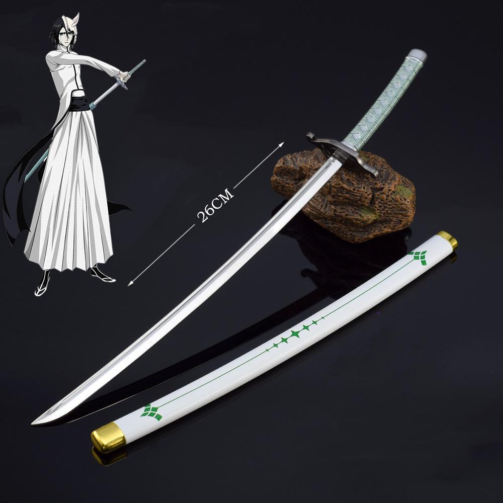 26cm Bleach Mini Tensa Zangetsu Sword Keychain for Fans Anime Peripherals Kurosaki Ichigo Metal Mask Pendant Keychain Gifts