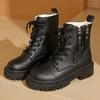 Зимние теплые короткие плюшевые ботильоны женские модные армейские ботинки на платформе с двойной молнией женские удобные ботинки из искусственной кожи на шнуровке