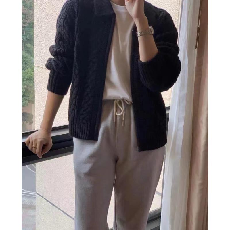 Женский трикотажный кардиган с отворотом на молнии, мягкий, восковой, осенне-зимний, в стиле ретро, утолщенный, свободный, ленивый ветер