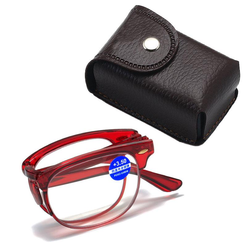 Anti-Blue Light Folding Reading Glasses With Box Men Women Farsighted Glasses Presbyopia Eyeglasses Diopter +1.0 To +4.0