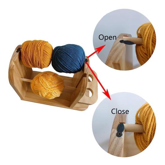 Wooden Yarn Holder Horizontal Yarn Ball Holder Double Revolving Yarn Storage Organizer