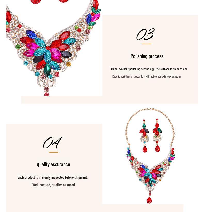 Преувеличенный ретро набор ожерелий с кристаллами и драгоценными камнями - Европейские и американские украшения для женщин