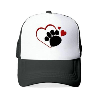 Модные сетчатые кепки с принтом сердца I HEART DOGS, бейсбольная кепка на лето и весну, шляпы Snapback с отпечатком лапы для любителей собак YY403