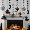 6pcs Halloween Hanging Banner Garland Scary Spider Witch Ghost Bat Pendant Ornament Halloween Happy Party Decorations for Home