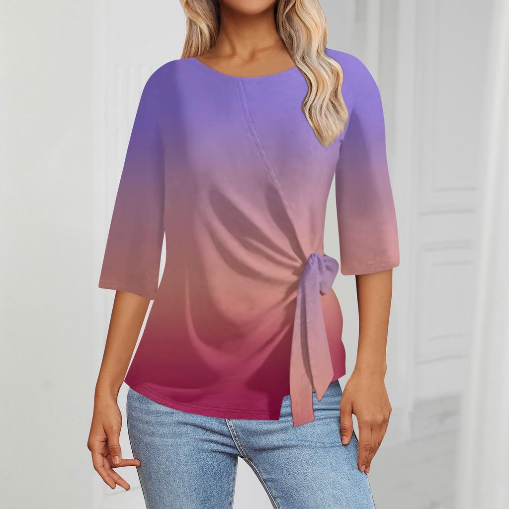 Женские топы с рукавом 3/4. Летние асимметричные футболки. Облегающие повседневные топы. Футболки. Пуловеры. Футболки. Летние топы. Топы с короткими рукавами.
