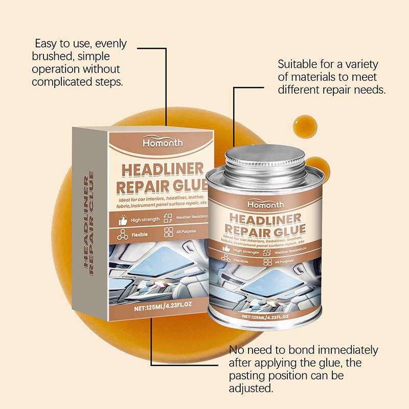 Клей для ремонта обивки потолка 125 мл, эластичный клей для обивки крыши автомобиля, прозрачный клей для обивки автомобилей, с кисточкой, подходит для автомобилей