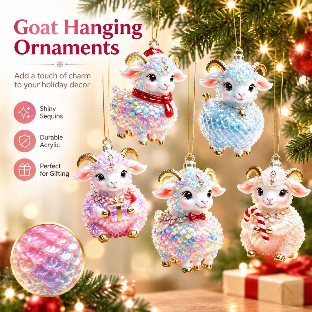 5Pcs Layered Sequin Style Goat Pendant Animal Hanging Decoration Kids Gift