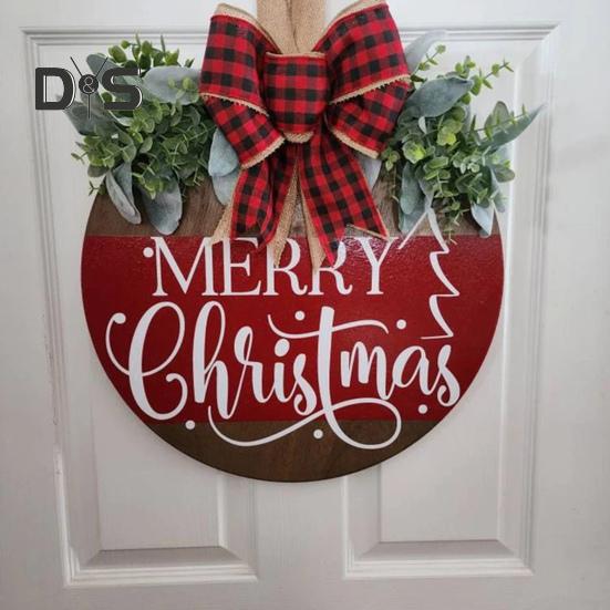 Рождественская приветственная табличка на дверь, праздничная вешалка для входной двери, украшение на венок, веселый рождественский деревянный знак, декор для домашней вечеринки