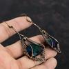 Faceted Ammolite Earring Copper Wire Wrapped Earrings Copper Jewelry Original Gemstone Earrings Handmade Jewelry Gifts For Mom Drop Earrings