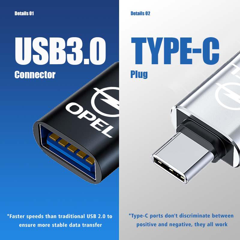 AAAYS1 Car Type-C To USB-A Interface Mini Converter Charging Adapter For Opel Astra G H J K F Corsa D Zafira B Insignia Mokka Regal