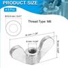 PATIKIL M6 Wing Nuts, 304 Stainless Steel, Smooth Finish, for Fastening Parts, Repair, Manufacturing, and Engineering, 8 Pieces