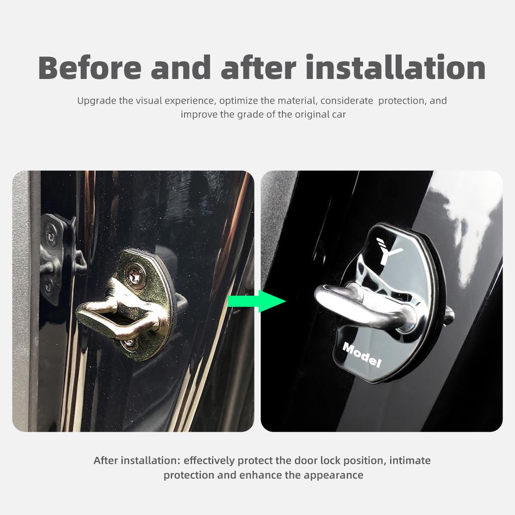 LUCKEASY подходит для Tesla Model Y, автомобильный дверной замок, защитная крышка, автомобильный дверной замок, антикоррозийное украшение