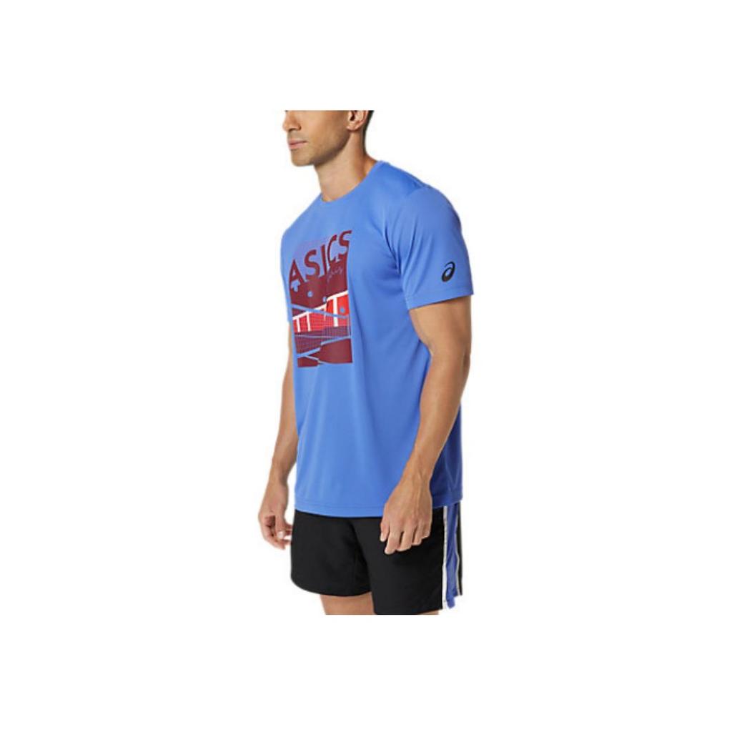 Asics Pattern Printed Casual Round Neck Pullover Short Sleeve T-Shirt Men Tops Blue 2041A284-403