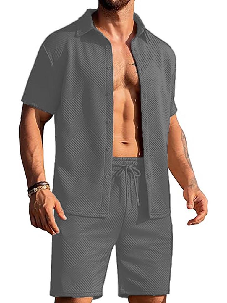 Вязаный летний пляжный комплект из топа на пуговицах и шорт с карманами, 2025