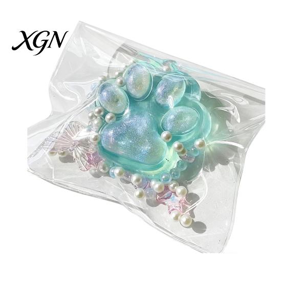 TPR Stress Ball Colorful Transparent Cat Paw Squeeze Toy Soft Fidget for Hand Relief Fun Birthday Christmas Gift Kids Adults
