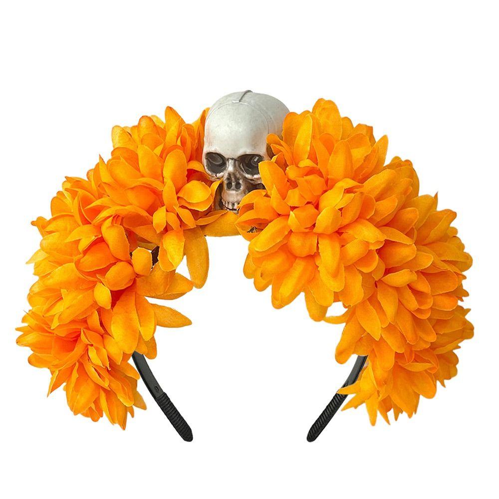 Головной убор в виде черепа паука на Хэллоуин, карнавальный костюм, мексиканская роза, корона для женщин
